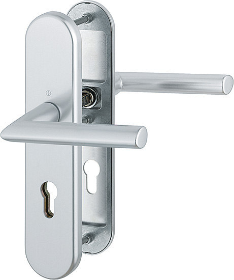 HOPPE FH Schutz-Drückergarnitur Stockholm mit Langschild FS-1140F/3331/3310, Aluminium