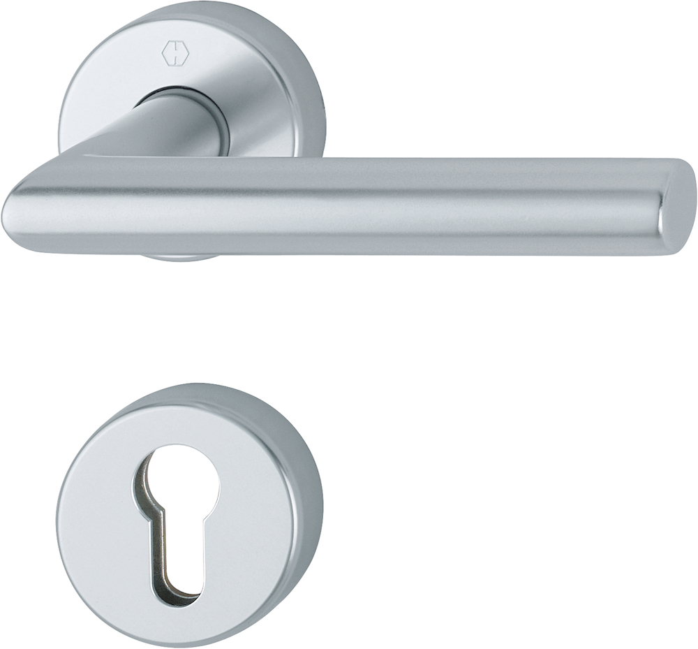 HOPPE FH-Drückergarnitur mit Rosetten Amsterdam FS-1400/42H/42HS, Aluminium