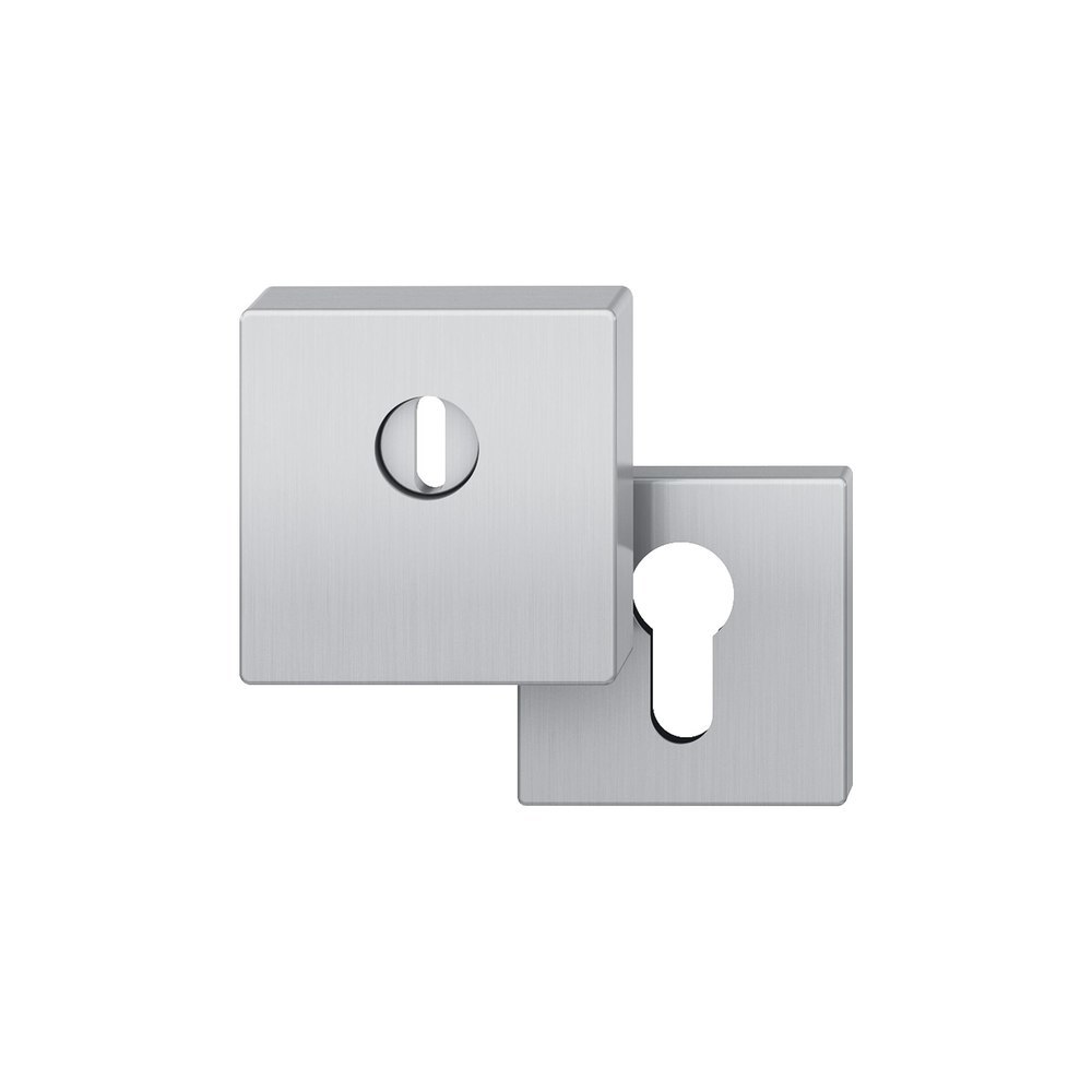 FSB Schutzrosette 73 7397, aufliegend, eckig, 14,5mm, ES 1, mit Zylinderabdeckung/Profilzylinder gelocht, edelstahl fein matt, Türstärke 67 - 69mm