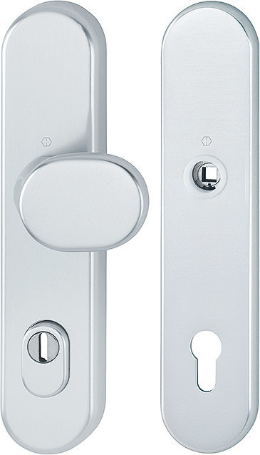 HOPPE Schutz-Wechselgarnitur mit Langschild 86G/3332ZA/3310, ohne Lochteil, ES2, 8/10/92 mm, Aluminium