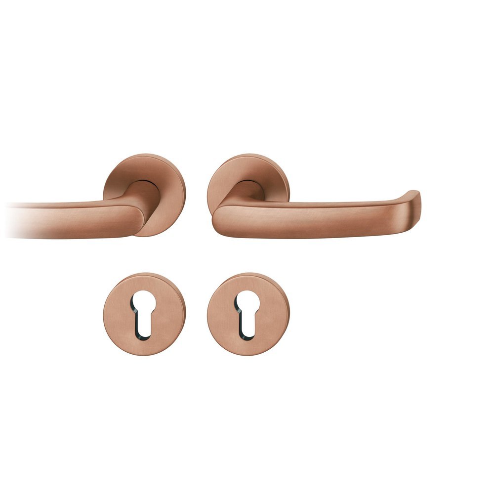 FSB Drückergarnitur 72 1045, Rosette, rund, Profilzylinder gelocht, Vierkant 8mm, DIN Rechts, Türstärke 39 - 48mm, mit Stütznocken, hellbronze patiniert gewachst Ausgleichslager® 3