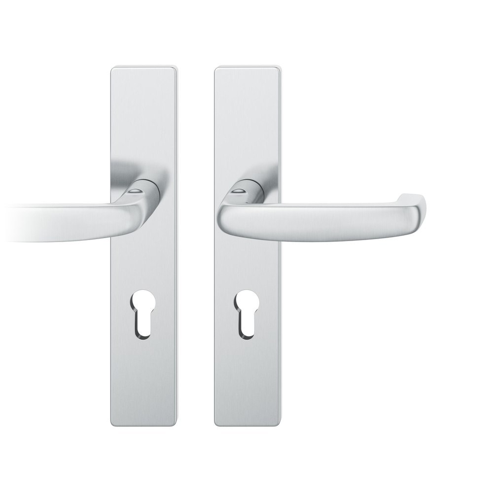 FSB FH Drückergarnitur mit Langschild 79 1159, eckig, Edelstahl