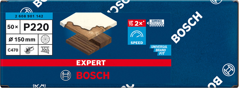 Bosch EXPERT C470 Schleifpapier Mehrloch für Exzenterschleifer, 125&nbsp;mm, K 180, 50-tlg.