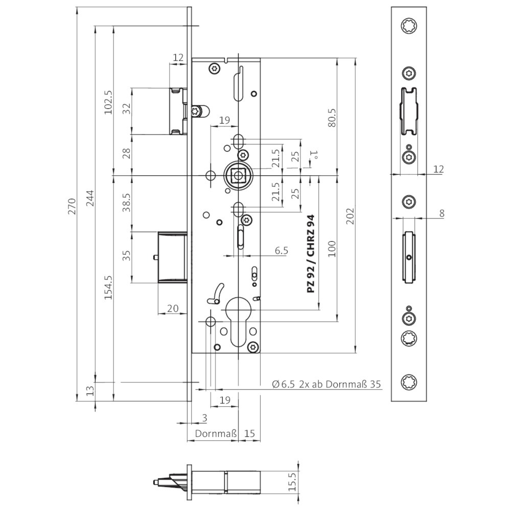Türschloss, Schlossrosetten, Beschlag, Montageplan, Schlosskasten