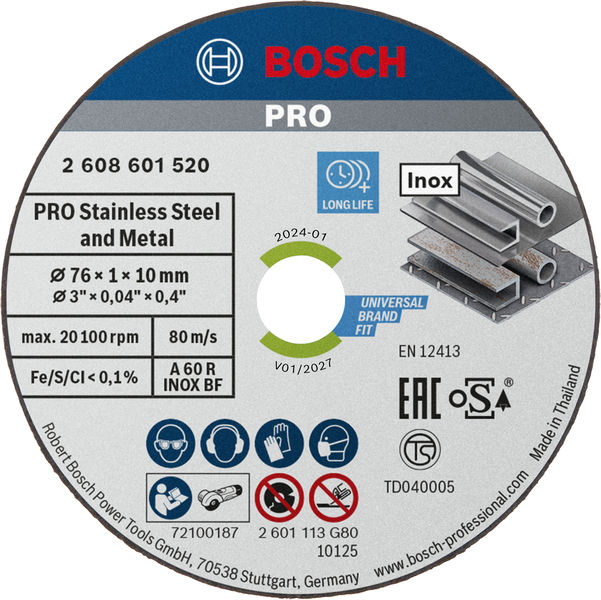 Bosch PRO&nbsp;Stainless Steel and Metal Trennscheibe, 76 x 1 x 10&nbsp;mm