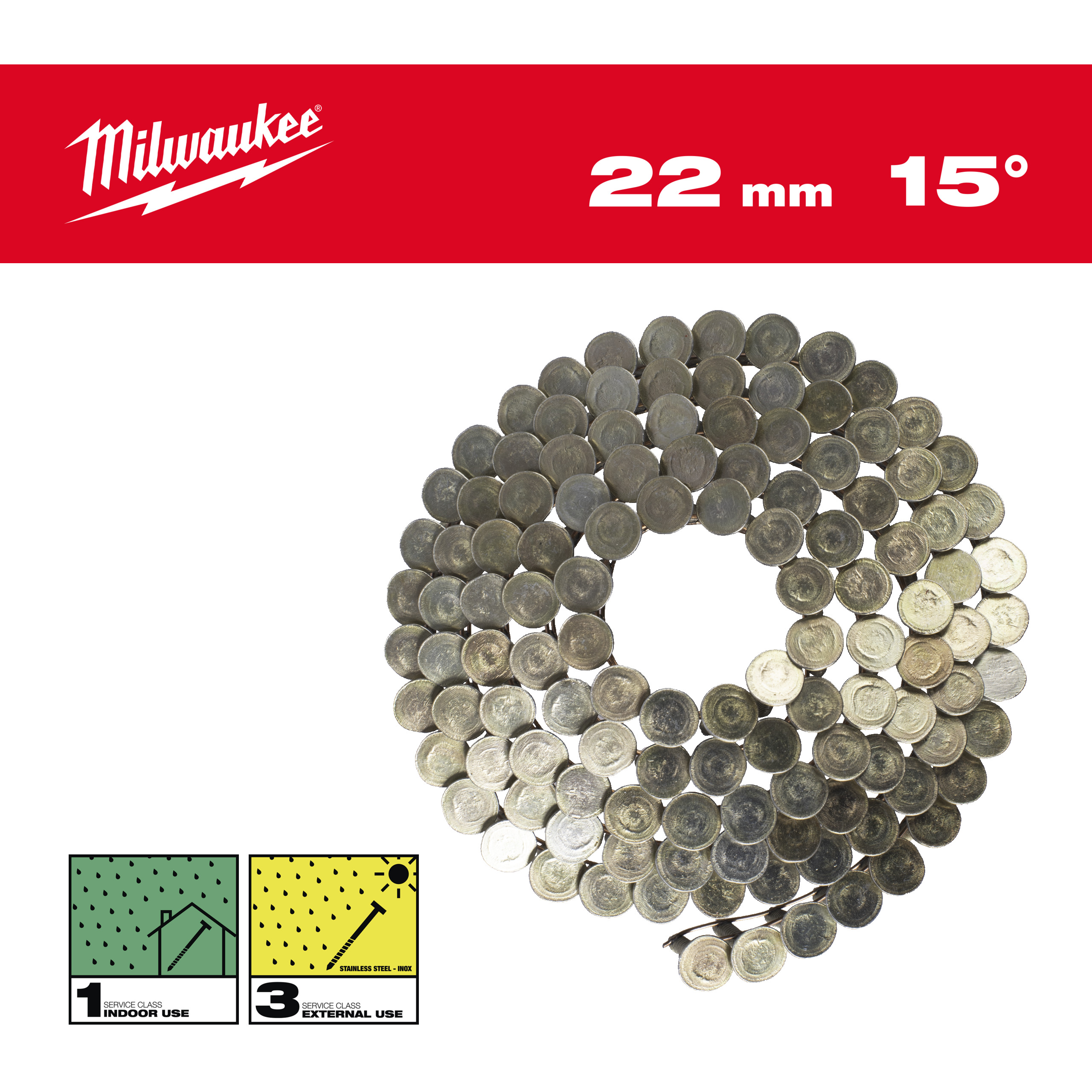 Milwaukee Coilnägel 3,05 x 22 mm Ringschaft verzinkt, 15° für M18FRCN45