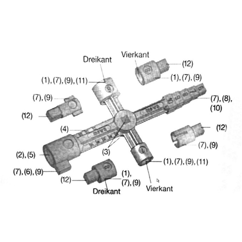 Bever & Klophaus Multifunktionsschlüssel,  für Drückergarnitur, 740 Bever & Klophaus Multifunktionsschlüssel,  für Drückergarnitur, 740