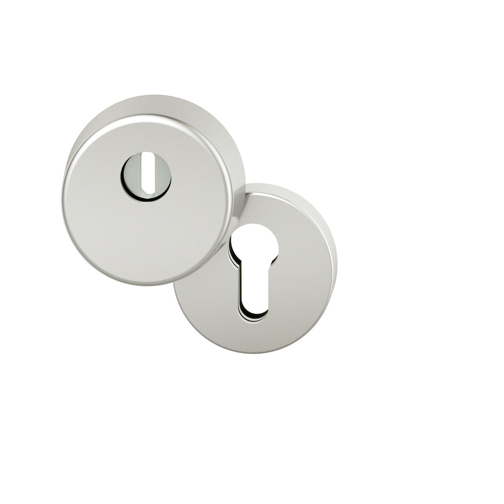 FSB Schutzrosetten-Satz 73 7395, aufliegend, rund, 12,5mm, ES 1, mit Zylinderabdeckung/Profilzylinder gelocht, schwarz gestrahlt, Türstärke 67 - 69mm, Durchmesser Rosette (außen) 61,5mm