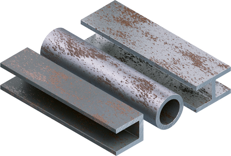 Material-Symbol, Material: metal, Rost, Rohr, Profilblech, Schienen