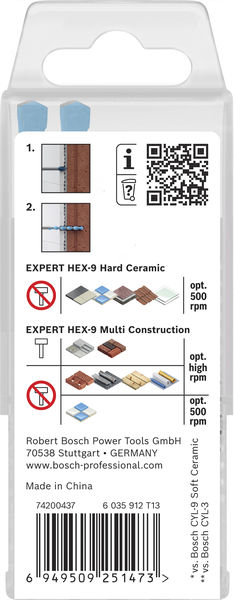 Produktbild Verpackung, Hartkeramik, Hex-9 Keramik, Blaue Spitzer, Schleif-/Werkzeugzubehör, Rutschfestes Muster