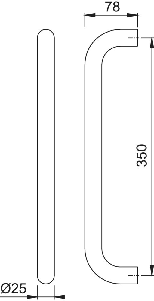 HOPPE Stoßgriff E5000,Befestigungsabstand 350,Länge 375,Durchmesser 25,F69
