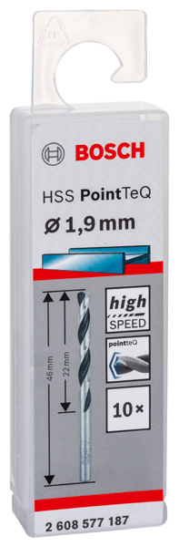 Bosch Metallspiralbohrer HSS PointTeQ, DIN 338, 1,5 mm, 10er-Pack