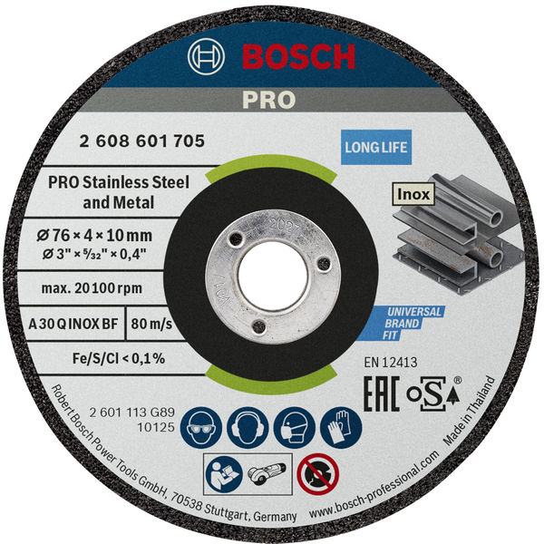 Bosch PRO Stainless Steel and Metal Schleifscheibe, 76 x 4 x 10 mm