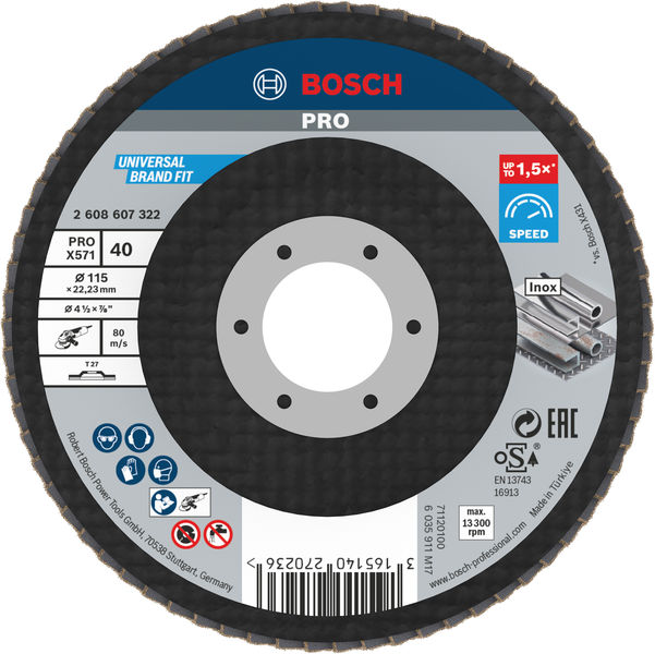 Bosch PRO X571 Fächerschleifscheibe, 115 mm