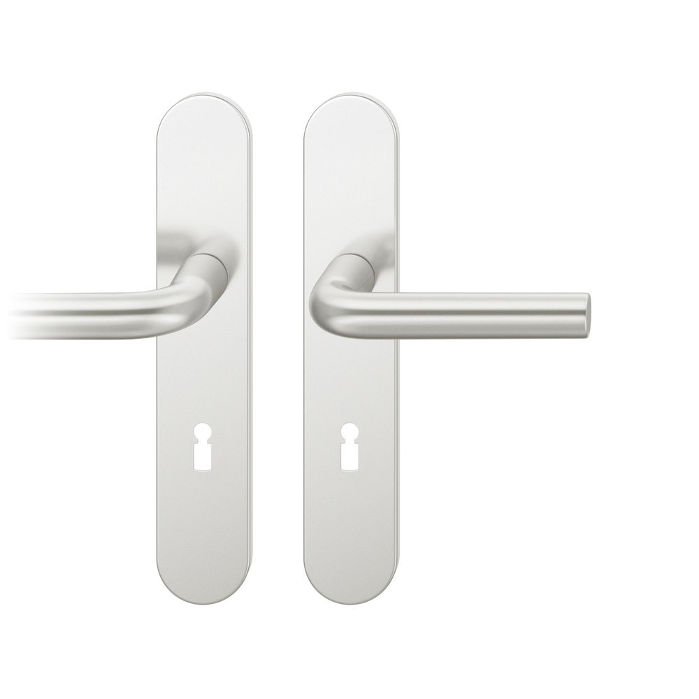 FSB Drückergarnitur mit Langschild 12 1075, VK 8,5, oval, mit Nocken, Aluminium