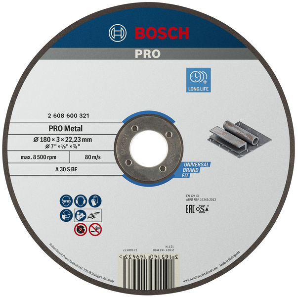 Bosch PRO Metal Trennscheibe, 180 x 3 x 22,23&nbsp;mm