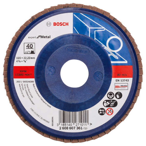 Bosch Fächerschleifscheibe X551 Expert for Metal, gerade, 115 mm