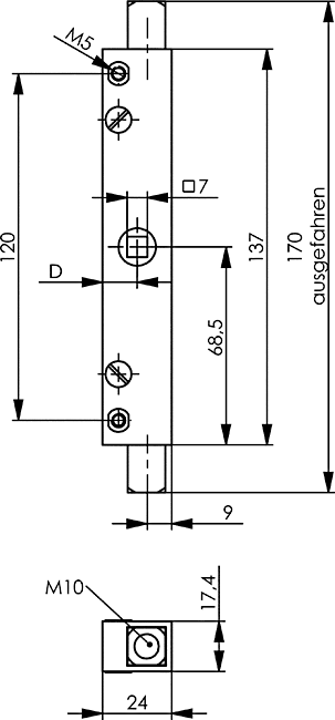 Türverriegelung, Mechanismus, Flache Platte, Schrauben, Abmessungen
