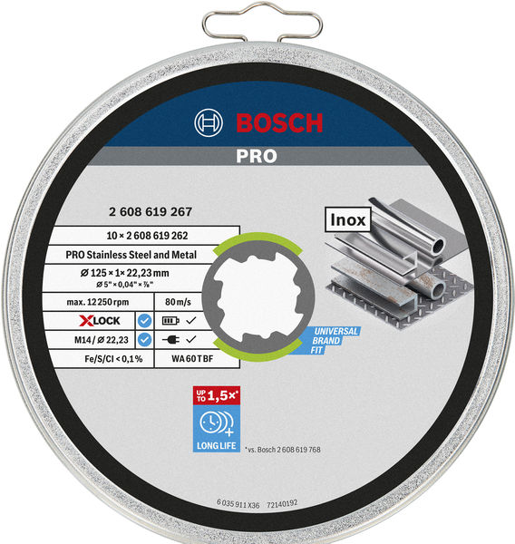 Bosch PRO&nbsp;Stainless Steel and Metal X-Lock Trennscheibe, 125 x 1 x 22,23&nbsp;mm