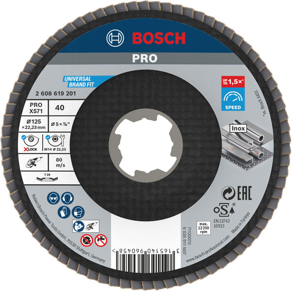 Bosch PRO X571 X-Lock Fächerschleifscheibe, 125 mm, G40