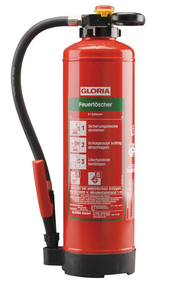 Gloria Feuerlöscher SK6 PRO mit Wandhalterung Gloria Feuerlöscher SK6 PRO mit Wandhalterung