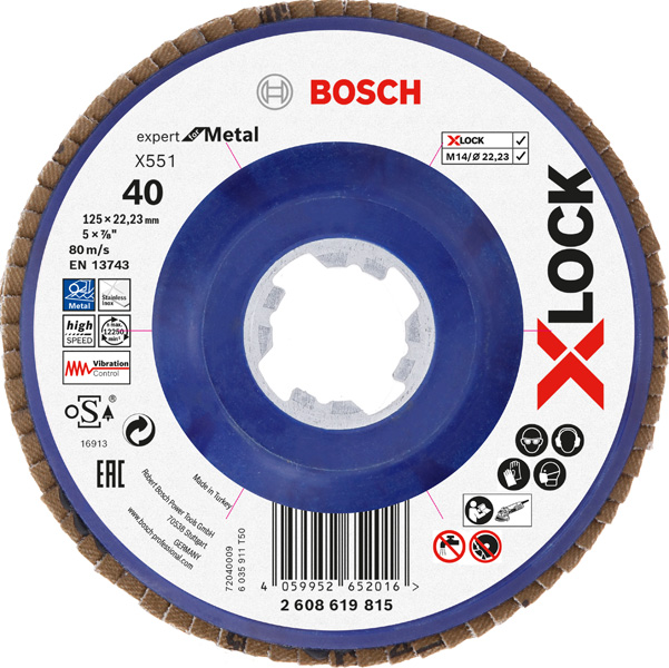 Bosch X-LOCK-Fächerschleifscheibe X551, Expert for Metal 125 mm