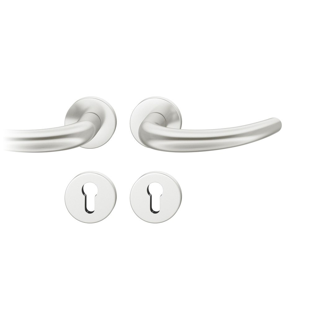 FSB Drückergarnitur 72 1160, Rosette, rund, Profilzylinder gelocht, Vierkant 8mm, DIN Rechts, Türstärke 39 - 48mm, mit Stütznocken, naturfarben eloxiert Ausgleichslager® 3