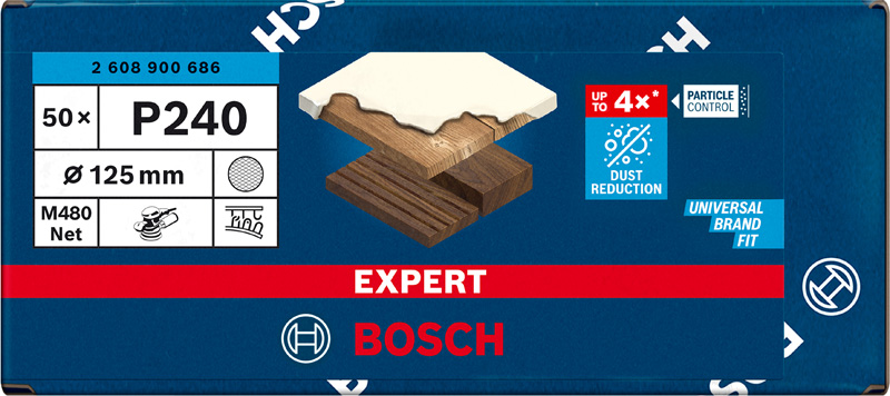 Bosch EXPERT M480 Schleifnetz für Exzenterschleifer, 150&nbsp;mm, K 400, 5&nbsp;Stück