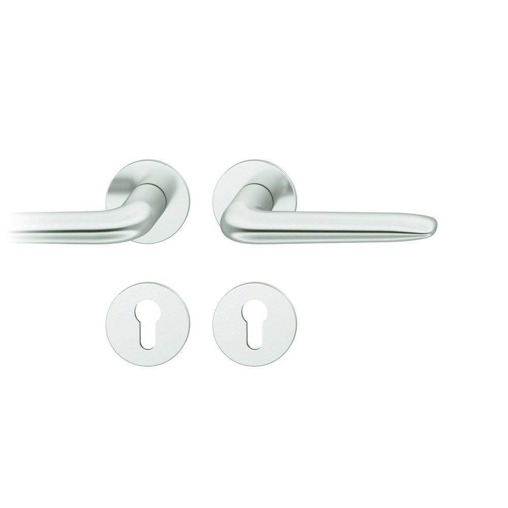 Türgriff, Türdrücker, Edelstahl, Rundrosette, Schlosszuhaltung