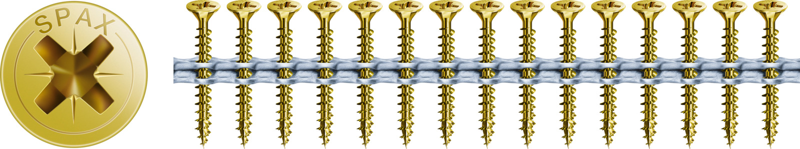 SPAX Universalschraube YELLOX magaziniert - Vollgewinde, Senkkopf, Kreuzschlitz, 4CUT