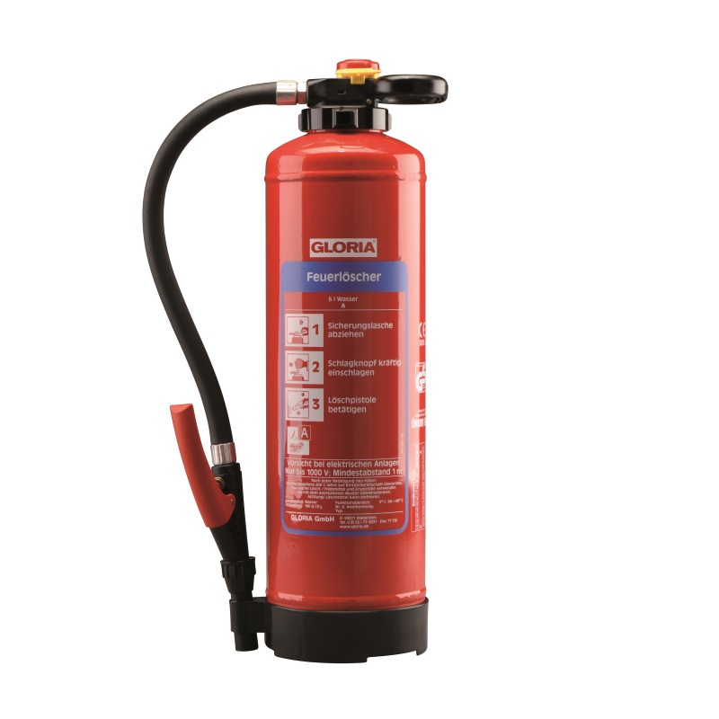 Feuerlöscher Gloria WH 6 PRO mit Wandhalterung