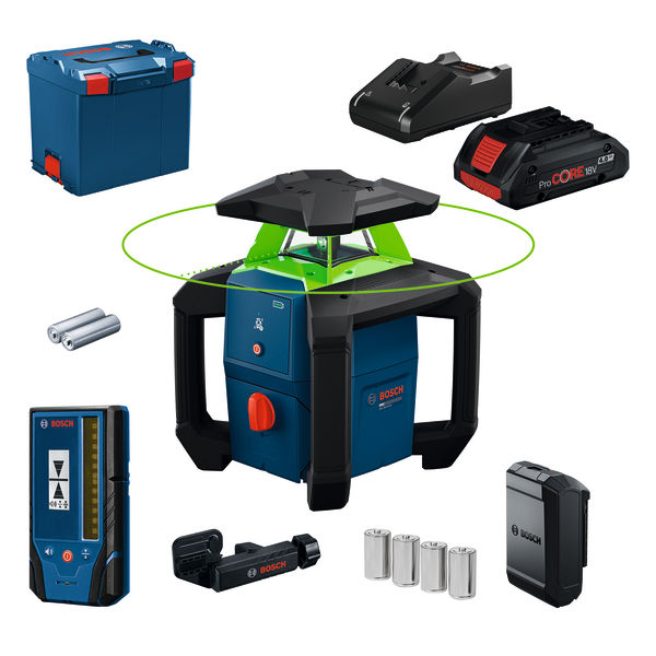 Produktbild Lieferumfang, Bohrmeister, Hochpräzisionswerkzeug, Laser-Laser, Roter Knopf, Koffer