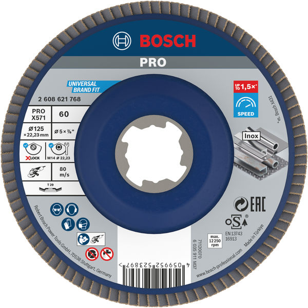 Bosch PRO X571 X-Lock Fächerschleifscheibe, 125&nbsp;mm, G60