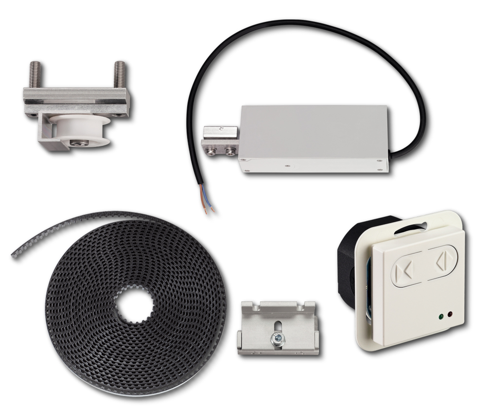 Schiebetürbeschlag GEZE mit Laufschiene Perlan AUT 2, Aluminium