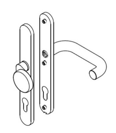BKS FH-Wechselgarnitur mit Langschild RONDO B-72340, oval, Edelstahl matt