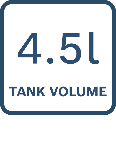 Symbol, tank, kapazität, 4,5l, flüssigkeit, behälter