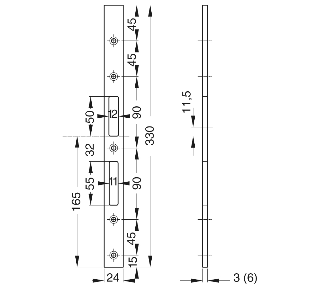 Flachschließblech effeff 509ZBS033, Stahl