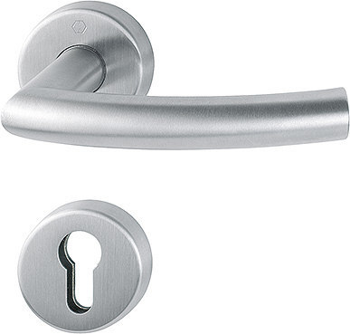 HOPPE FH Drückergarnitur Trondheim mit Rosetten FS-E1430/42H/42HS, Edelstahl