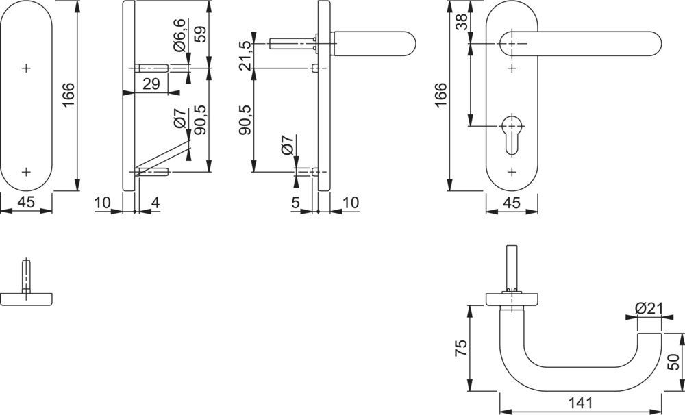HOPPE Standflügelgarnitur Paris FS-138/353KH, KS,BL/PZ72/9,F1,TS 40-65