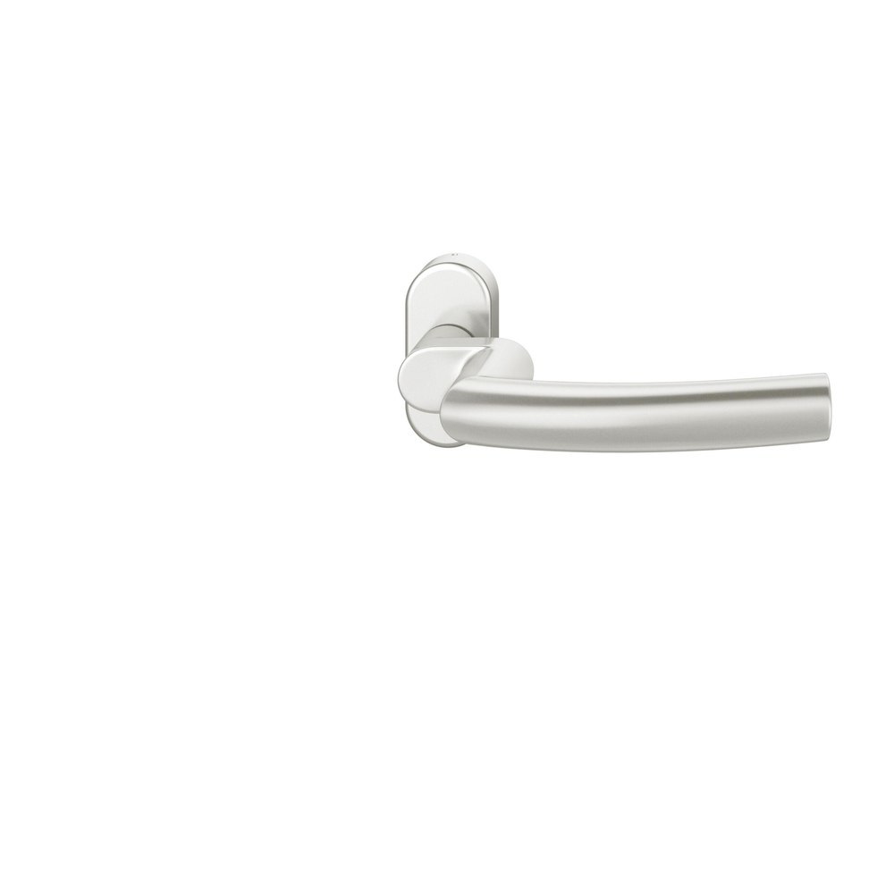 FSB Halbgarnitur 06 1107, ohne Schlüsselrosette, oval, Vierkant 9mm, DIN Links-Rechts, ohne Stütznocken, silber, naturfarben eloxiert, Hochhaltefeder B