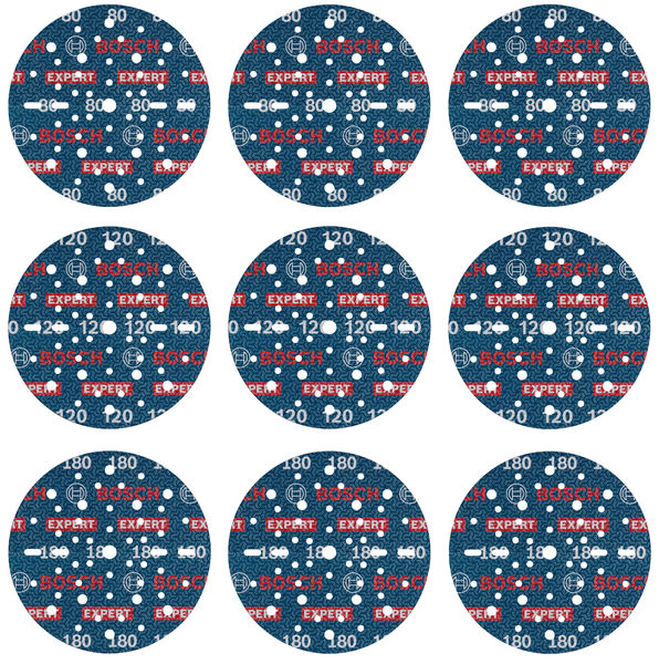 Bosch EXPERT O780 Foil Schleiffolien-Set, 150&nbsp;mm, G80/G120/G180, 9-tlg.