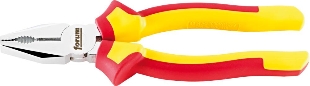 VDE-Kombizange aus Chrom-Vanadium-Stahl, Kopf verchromt, Griffe mit Mehrkomponenten-Kunststoffhüllen