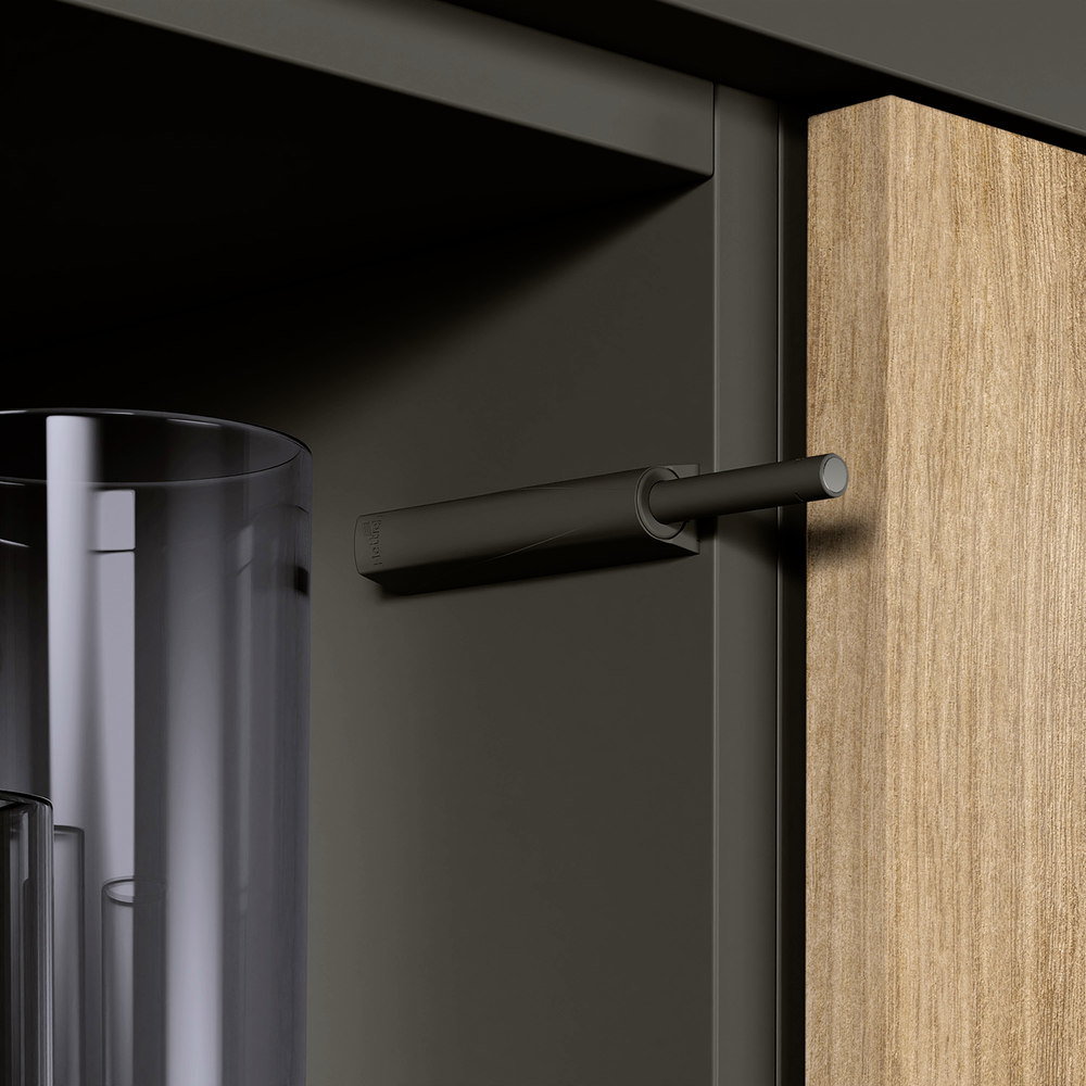 Hettich Möbel-Dämpfer, mit Push-to-open-Magnet, zum Anschrauben, Kunststoff anthrazit