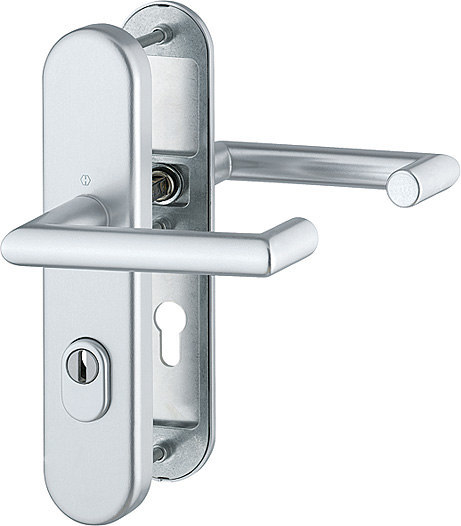 HOPPE FH Schutz-Drückergarnitur Rotterdam  mit Langschild FS-1401F/3332ZA/3310, Aluminium