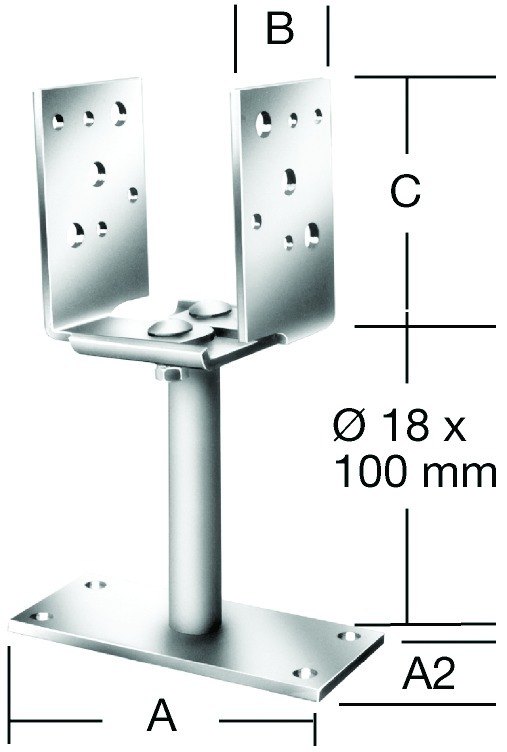Stützenschuh VORMANN AUGUST seitenverstellbar, verzinkt