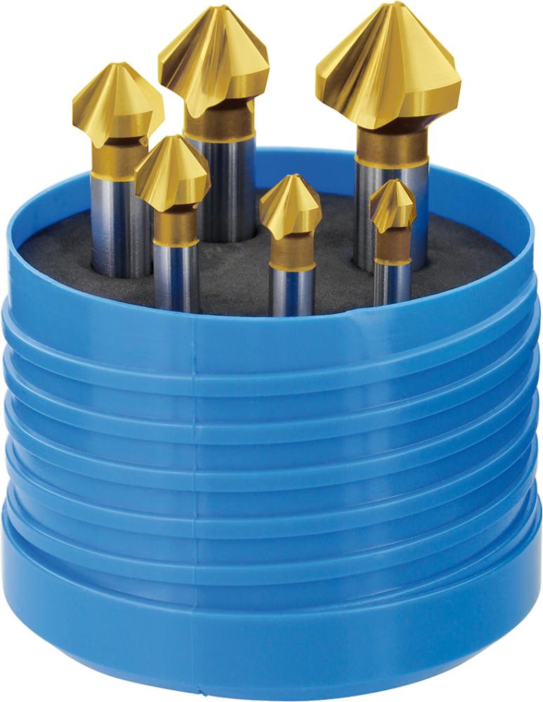 Kegel- und Entgratsenker-Satz 90°, HSS, DIN 335-C, Oberfläche TiN-beschichtet
