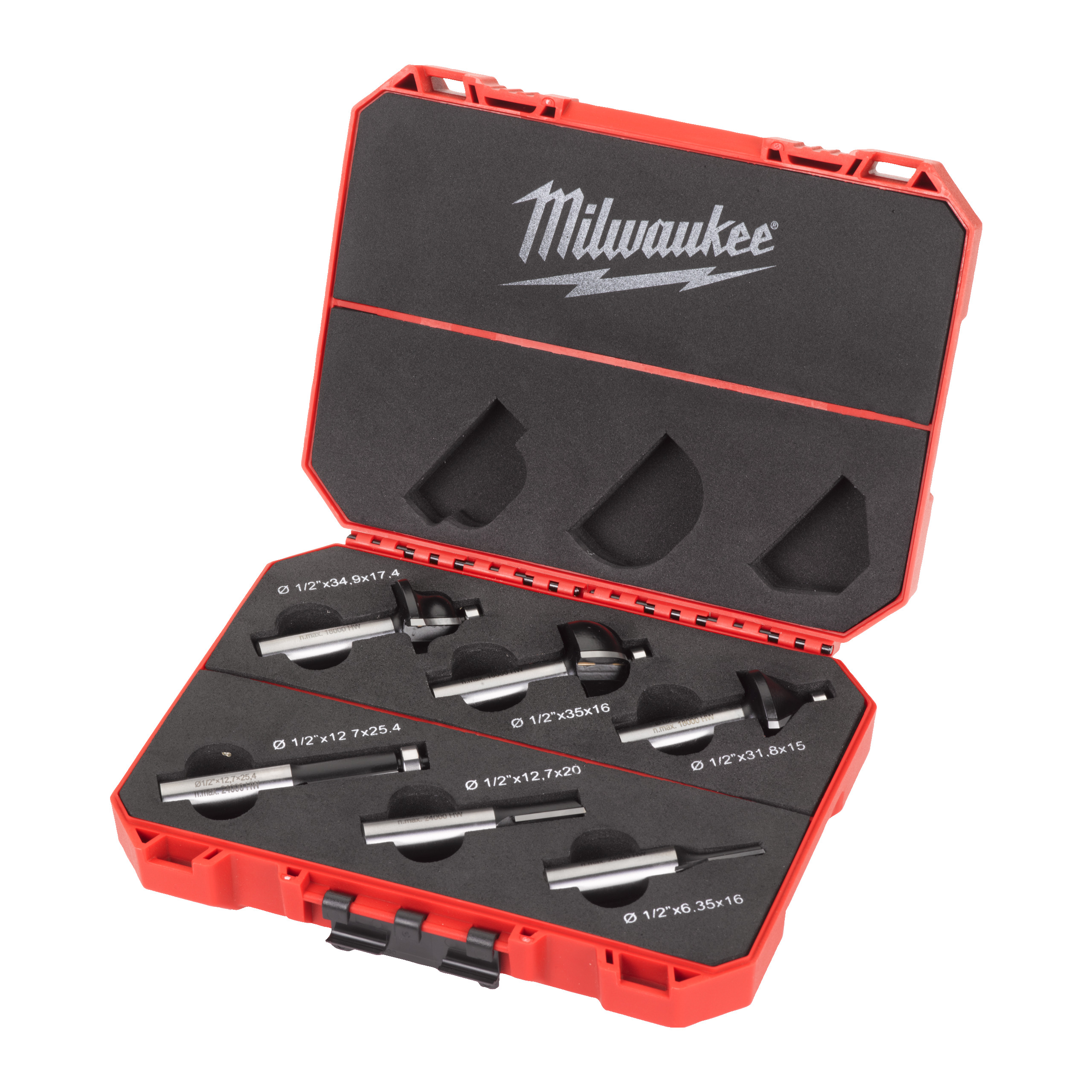 Milwaukee HM-Fräsersatz 12,7 mm Schaft - 6-teilig für Oberfräsen
