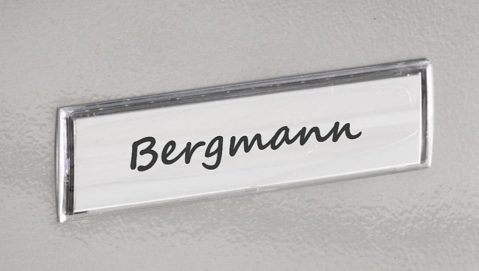 nametag, nameplate, signatur, Bergmann, metallrahmen