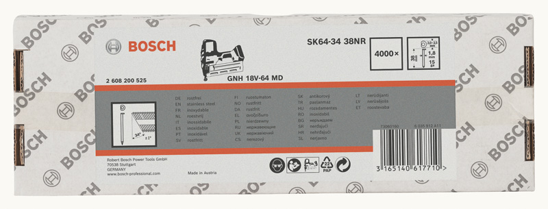 Bosch DA Senkkopf-Stift SK64-34 44G, 1,8mm, 44 mm, verzinkt, 4000er-Pack