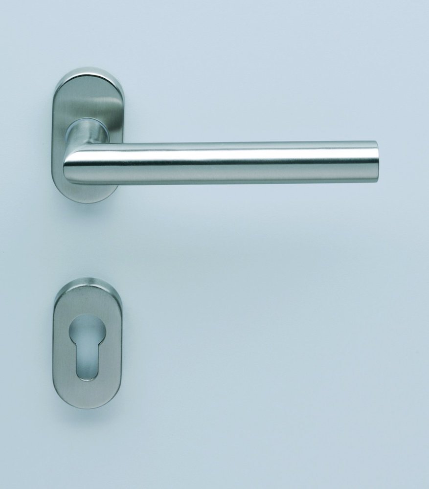 HELO FH-Drückergarnitur mit Rosetten oval EST.ZG FS 21, VK 9, Edelstahl